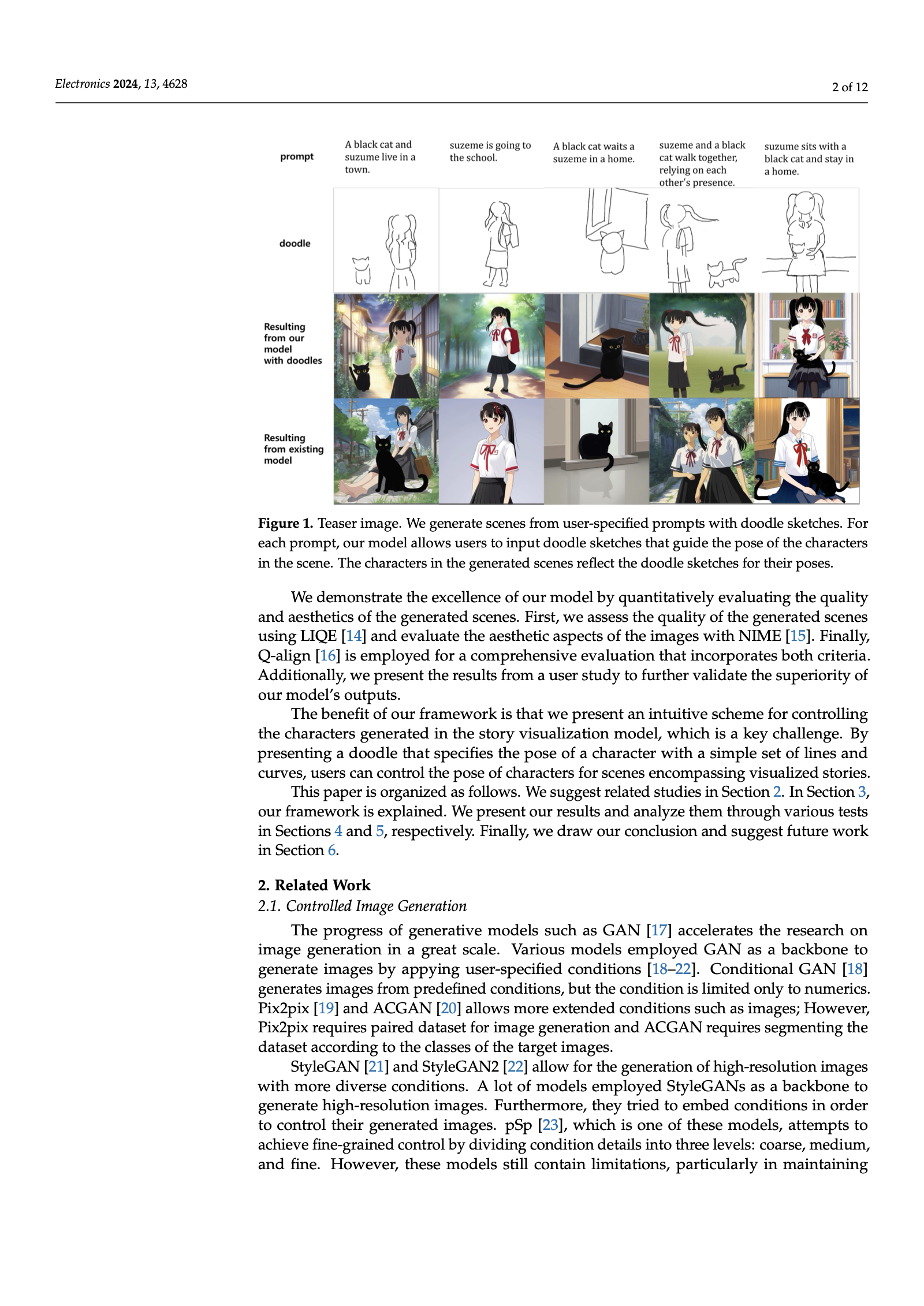 두들 스케치, 모델 생성 장면, 기존 모델 결과를 비교한 논문 Figure 1